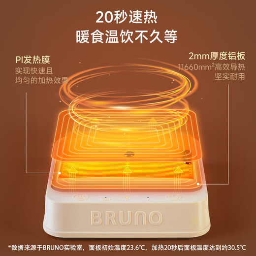 BRUNO Heating Coaster Constant Temperature Coaster Electric Heating Coaster Hot Milk Constant Temperature Heater Milk Warmer Insulation Base Health Pot Hand Warmer Water Cup Set Classic White BXM201
