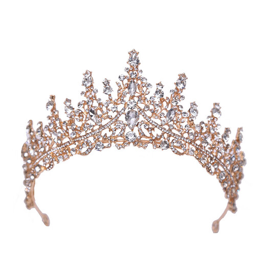 
ShiJUN Adult Gift Crown Three-Piece Set Bridal Headdress Wedding Dress 2025 New Wedding Accessories Wedding Necklace Wedding Birthday King Golden Crown + Earrings Hook (Gift Box Package)