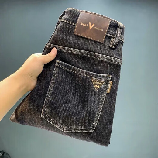 七匹狼（SEPTWOLVES）41YN加绒加厚牛仔裤男韩版小脚微宽修身百搭潮流时尚潮流 【加绒】967加绒黑色 加厚 28