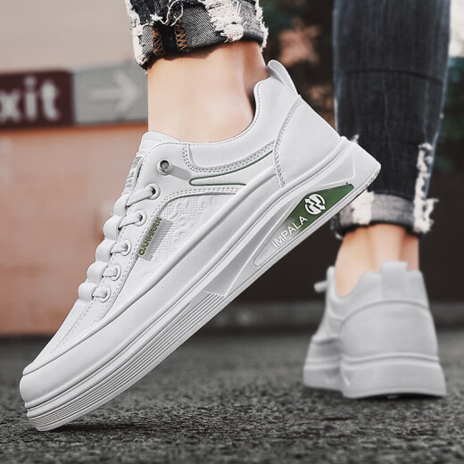 Duchen (DUCHEN) new trendy versatile men's shoes internet celebrity fashion trendy shoes low top comfortable wear-resistant casual shoes men's white and green 7372 39