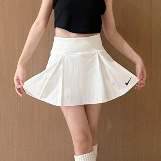 耐克（Nike）半身裙女裙夏季新款运动裙休闲舒适透气网球训练百褶裙子 DX1422-100白色 M