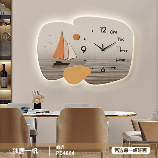 Xiaoxiao Malerei Uhr, Yifan, Uhr, Wanduhr, Wohnzimmer, Haushalt, stiller ewiger Kalender, Uhr, Wand, kreativer Kunst -Wandleuchten, Malerei, PD4865 [Upgrade -Datum + Temperatur] 20 Zoll 50*35 cm regulärer läherlicher Stil