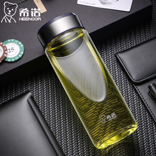 
Heenoor single-layer glass cup car water cup simple business men and women tea cup XN-6015/6016/6017/6056 Sheno-with anti-counterfeiting code [no gift] New model - steel color - 430ml [with filter]