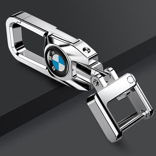 Suitable for BMW, Mercedes-Benz, Audi, Volkswagen, Honda, Toyota, Buick, Haval, Ford, Automobile Home Waist Metal Keychain, Silver Metal Buckle [Giveaway Number Plate + Braided Rope] BMW