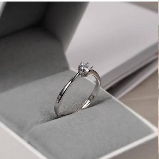 KZD Old Phoenix 999 sterling silver ring Korean version women's six-claw diamond ring open wedding ring simple ring bracelet white gold S999 sterling silver material fully marked