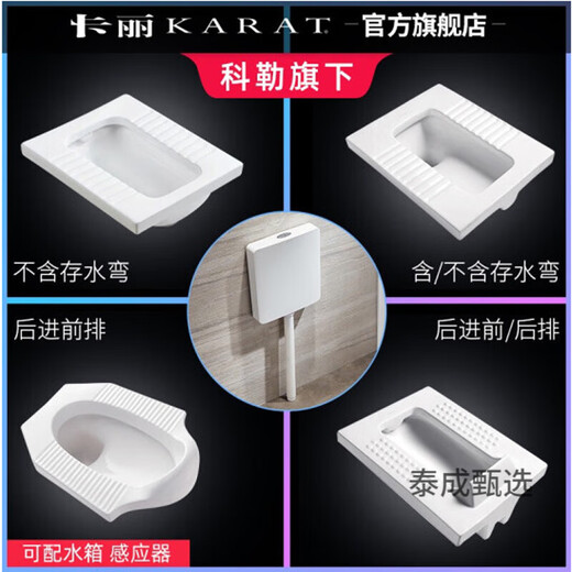 科勒（KOHLER）蹲便器防臭器不带存水弯后进水前排水蹲便器17957T-ZY-WK 卡丽3/6升蹲便器水箱 11978T-M-WK