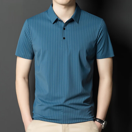 Goldlion Light Luxury T-shirt à manches courtes Mulberry Silk Men Summer Trend Ice. Silk Breatch Awardable Salon à manches à manches à manches gris décontractées 6996 M (165)