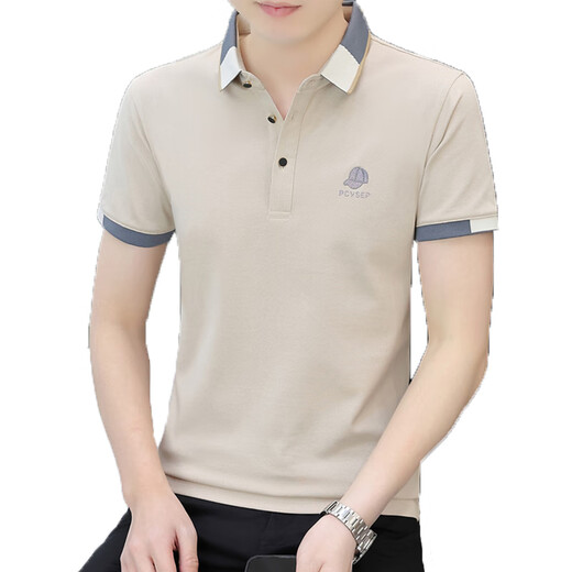 Yushiqing lapel embroidery polo shirt 3D concave hat summer cotton short-sleeved T-shirt men's business casual embroidery shirt white 723 lapel M 85-110Jin [Jin equals 0.5 kg]