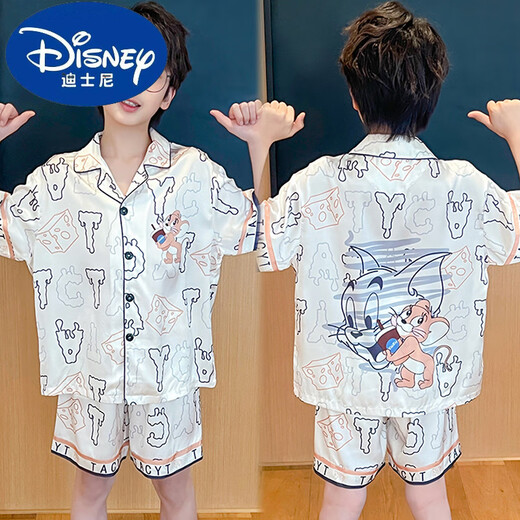 迪士尼（Disney）奶龙男童冰丝凉感睡衣夏季中大童男孩薄款短袖儿童空调家居服套装 6628#chiikawa 170 8码身高100-110CM 28-
