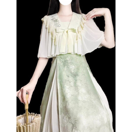 
Daiqiong 2025 summer new suit for women's new year's modified Hanfu top with a slim-covering meat-covering suspender dress two-piece set M679 black top + apricot skirt two-piece set M Recommended 80-100Jin [Jin equals 0.5 kg]