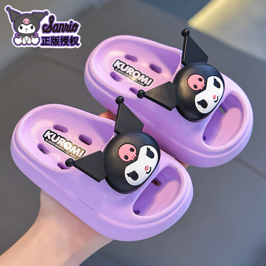 Kuromi children's sandals, girls' summer cartoon, cute non-slip indoor bathing soft-soled slippers, baby slippers, melon red Melody (upgraded environmentally friendly material) 12 190 (shoe inner length 19CM, suitable for feet 18CM)