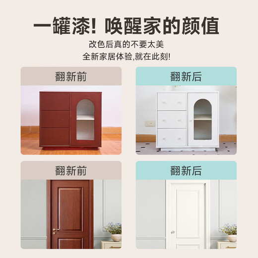 Sanqing water-based wood self-painting furniture renovation paint doors and windows wardrobe wood color-changing paint pure white 650ML