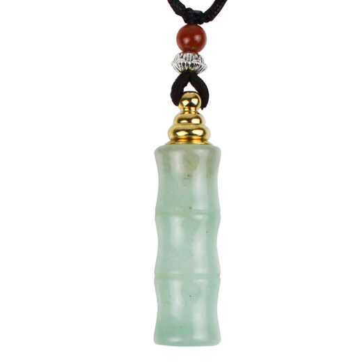 Cijia can hold things in the first-aid medicine necklace. Aventurine bamboo knot hollow pendant opens to contain cinnabar charm pills essential oil. Bamboo budsongmao (white chalcedony)