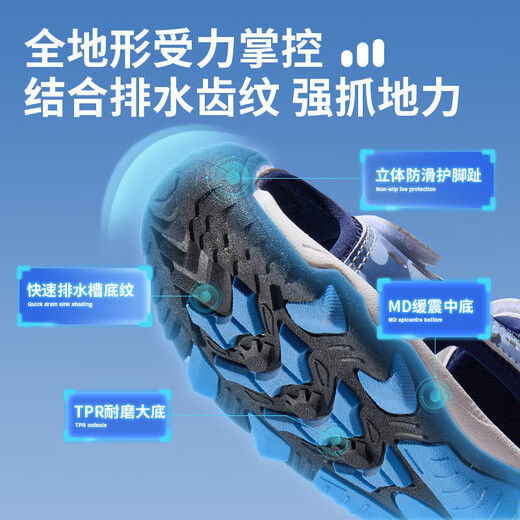 Camel (CAMEL) children's sandals summer casual beach shoes Baotou anti-collision anti-slip school shoes for middle and older children blue-D65B240047 34