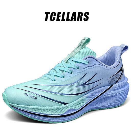 Tcellars sports shoes carbon plate running shoes men's shoes autumn and winter new breathable racing running shoes royal blue green 42