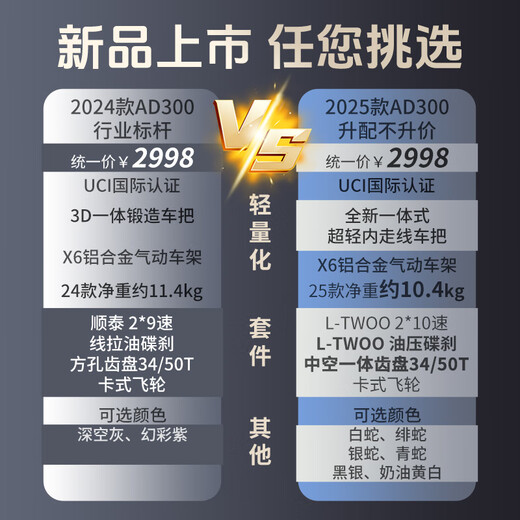 喜德盛公路自行车2025款AD300铝架20速油压碟刹破风弯把竞技单车 白蛇 【整车发货】 540mm