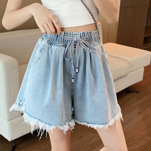 Zhang Fanyu A-Line High-Waist Denim Shorts pour femmes en été slim slim shorts pour les étudiants et les vêtements pour femmes de taille plus.