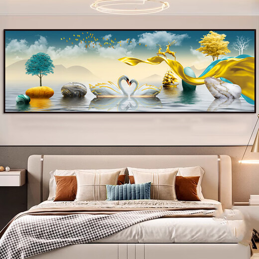 Hualeji bedroom bedside painting stickers self-adhesive decoration painting hotel hotel homestay living room sofa background wallpaper mural stickers future TH1389 No. 1: width 90cm x height 30cm printing border comes with its own
