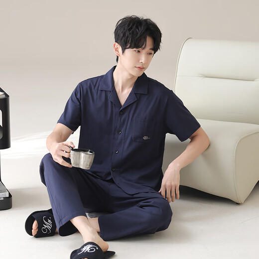 
Yu Zhaolin's new style new Chinese comfortable men's spring and autumn summer cotton home clothing suit cardigan casual and can wear pajamas outside 16859A L