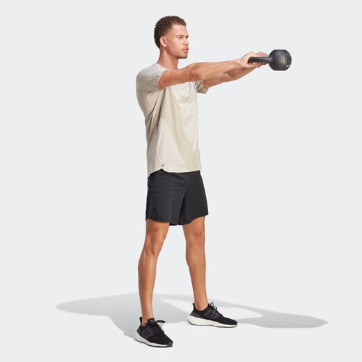 阿迪达斯 （adidas）舒适运动健身上衣圆领短袖T恤男装夏季 黑色IL1381 S