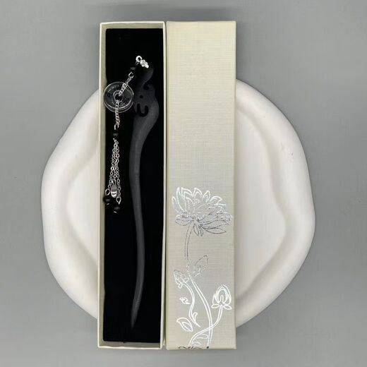 Birthday gift for girlfriend, hairpin gift box, Chinese style antique hairpin, jade hairpin, tassel, rocking wooden hairpin, Hanfu, lily of the valley and jade leaf gift box, White Lotus 1