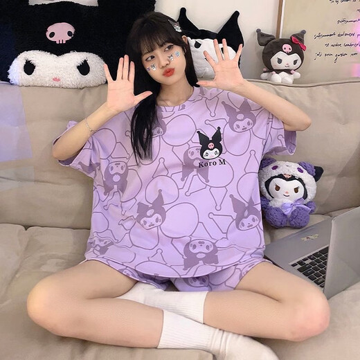 Jingpufei Summer Pajamas для женщин, мультфильм милый ins в стиле одежды в стиле домашней одежды можно носить за пределами Гуанчжоу Тринадцать строк 677 Purple Kulomi 170 M Code [предполагает 80-90 Jin [Jin Equals 0,5 кг]]]]