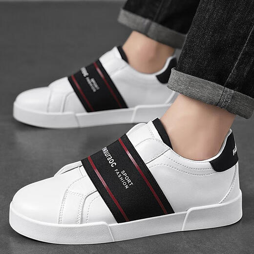 S.Sofea Spring Herren weiße Schuhe bequeme lässige Lederschuhe faule Schuhe Guangzhou Dreizehn Linien Weiß und Schwarz 9902 39