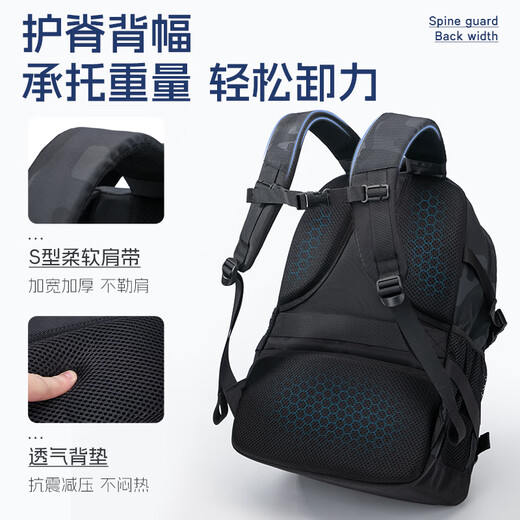Zuo Junior High School Student School Born Reducing Ridge Protection Backpack Men's Leisure Travel Large Capacity Backpack Black