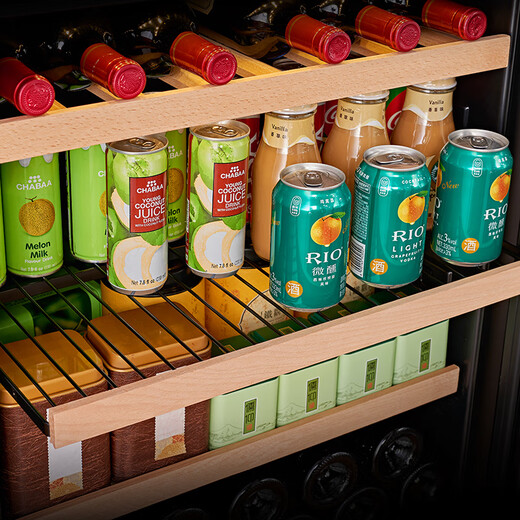 PULADI Frequency conversion level 1 energy efficient red wine cabinet Constant temperature wine cabinet Embedded air-cooled frost-free household wine compressor Office refrigerator Frequency conversion level 1 Concealed handle Ice bar wine cabinet double combination Light luxury mirror 246L