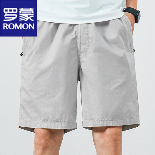 罗蒙（ROMON）纯棉短裤男夏季新款薄款中裤大码宽松休闲百搭宽松透气五分裤男 短裤9224深蓝 XL 建议135-150斤 100%纯棉