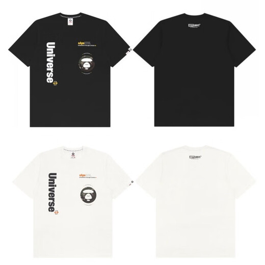 Aape kurzärmelige Sommermänner und Frauen gleiche vielseitige Paar halbärmelige Hemd-Tarn-Affen-Kopf-Trend Black 691 Pure Cotton High-Qualität M 90-110Jin [Jin entspricht 0,5 kg]