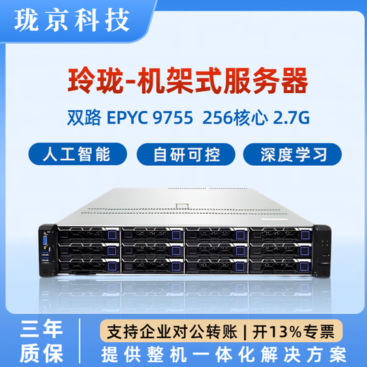 Longjing-Linglong rack server AMD fourth generation EPYC 9754 scientific computing/simulation computing/virtualization general high-performance machine dual-channel 9755 256 core 512 threads 16G*24/3.84T
