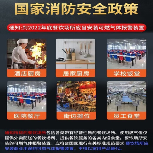 立可安 立可安科技可燃气体泄漏探测器报警器带自动切断阀工商业防爆餐饮饭店可家用 719防爆燃气报警器+2有线切断阀