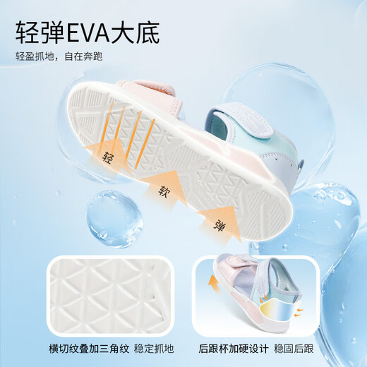 DR KONG Children's Shoes Girls Velcro Casual Breathable Summer New Open-Toe Children's Sandals Purple/Pink/Blue 30 Foot Length Approximately 18.8-19.3