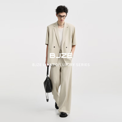 
Earl Zoer short-sleeved suit jacket for men [Tense acetate wool fixed knitting] 25 summer single suit men C521289 wheat color L