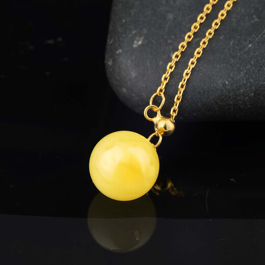 MUJUE beeswax pendant pearl chicken oil yellow honey amber round bead clavicle chain women's necklace