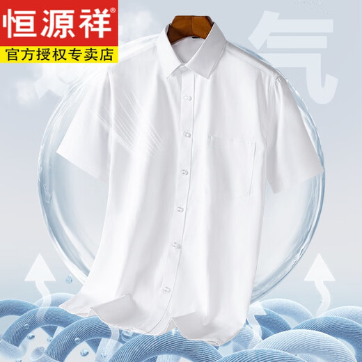 恒源祥夏季薄款白衬衫条纹爸爸衬衫男短袖商务休闲职业工装半袖衬衣 DX6625父亲节礼物 41