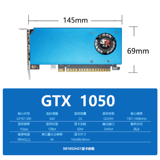
Songruidao Card Dual HDMI Graphics Card Half-Height 4K Independent Graphics Card New Small Chassis Industrial Control Gtx1060/1650/1050TI/1030/730/RX55 All-in-One Computer Graphics Card 2 Screen GTX1050 2G 2HDMI Half-Height Gaming Graphics Card