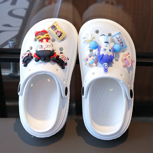 Leosoxs Nezha Ao Bing Bing's Slippers Summer Shit Feel Hole Chaussures 2025 New Children's Children's's Non-slip Lof Bottom Sandales Blanc [image principale] 32 Taille 32 [33 Même taille]