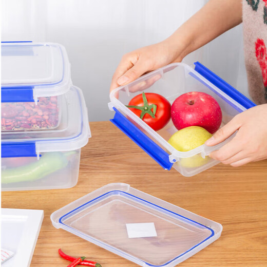 Caja de recién llegado de gran tamaño con caja de almacenamiento de alimentos congelados de cocina de la tapa Caja de plástico rectangular transparente más de alta gama (30 litros) [Tipo de cubierta de prensa]