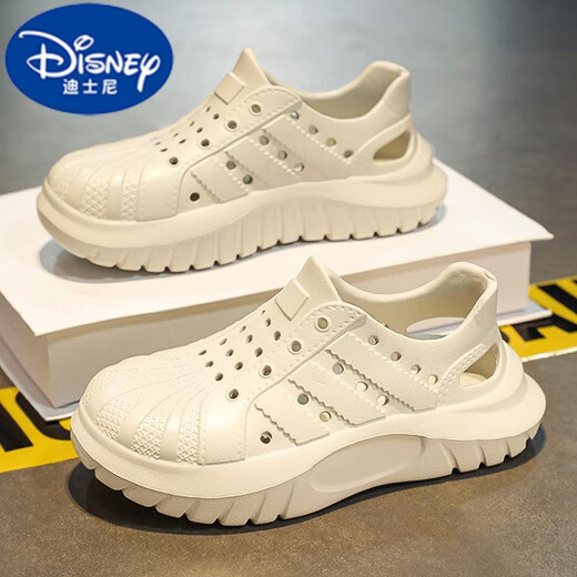 Disney Boys 'Sandalen 2025 Neue Sommer Kinder Beachschuhe Nicht-Schlupf-Jungen-Lochschuhe weiche Sohle Sandalen Weiß 38