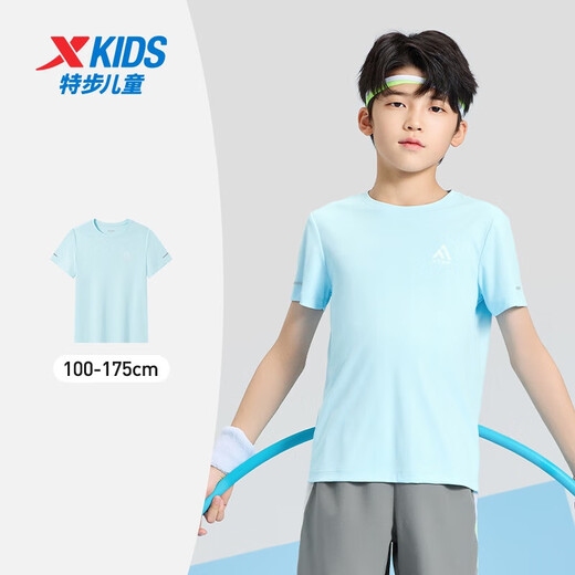 XPEP (XPEP) Pull à manches courtes d'été pour enfants pour les garçons d'enfants de taille T courts t-midiums respirants et confortables sports et t-shirts décontractés Bleu ciel [9215] 150 cm