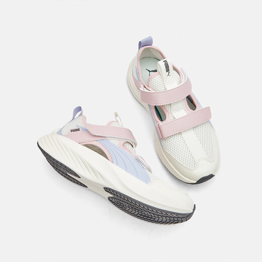 PUMA official authentic new children's and middle-aged breathable mesh sandals white-sky blue-rose red 39