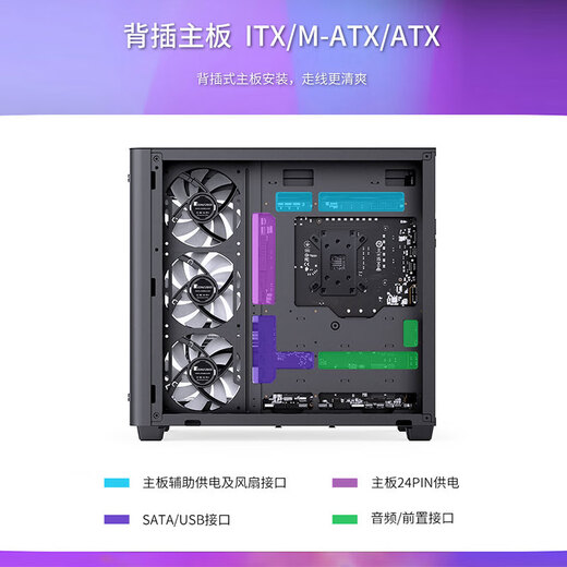 JONSBO TK3 sea view room chassis ATX computer host column-free curved glass side transparent desktop 360 water-cooled MATX desktop game e-sports type-c TK-3 black+ZA120+ZA360*2