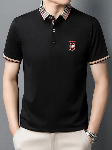 Olj Luxusmarke Herren Sommer New Polo Shirt Herren kurzärmeligte Revers-T-Shirt gestickt modisch Casual Herren Top Marine Blue M.