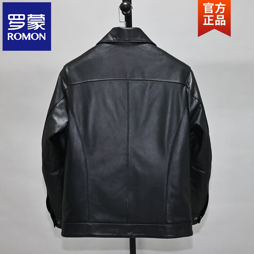 ROMON Soft First Layer Imitation Sheep Leather Jacket Men's Extra Long Lapel Casual Simple Business Nick Jacket Black - Single Style This style has soft leather. Size M. Recommended 120-139 Jin Jin is equal to 0.5 kg
