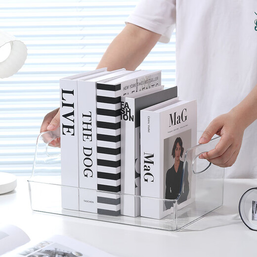[Good office helper] A4 storage box basket desktop transparent acrylic books document paper book makeup 4876 4877 4878 one each PET high transparency