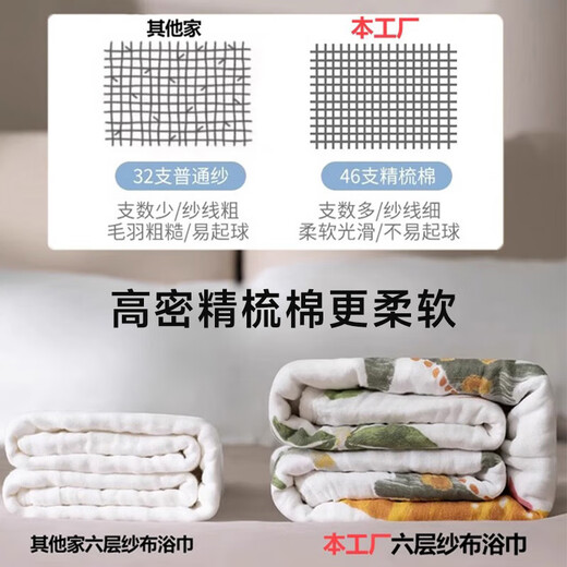 Baby gauze bath towel for newborn baby super soft pure cotton type A summer new wearable and wrapable children's blanket 6 layers small yellow chicken 110*110cm wide edge
