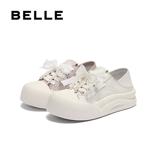Belle (Belle) Chaussures de planche en deux pièces pour femmes 2025 Automne Nouveau arc mignon Saux décontractées et solées épaisses B2629cm5 violet 36 (230 mm)