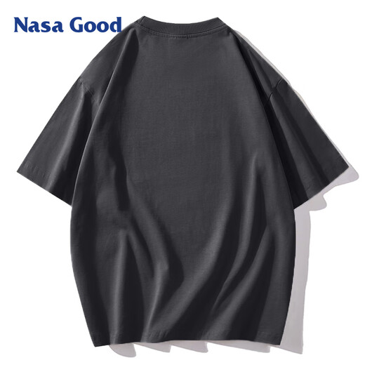 NASA GOOD纯棉短袖t恤男夏季潮牌经典纯色百搭情侣圆领休闲半袖装 灰M